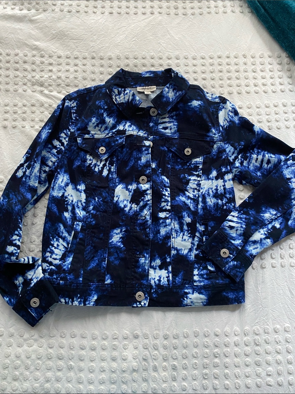 Style & Co. Blue Tie-Dye Denim Jacket